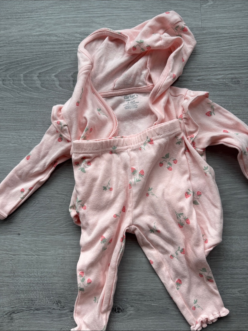 Carter's Light Pink Hooded Baby Footie with Strawberry Print